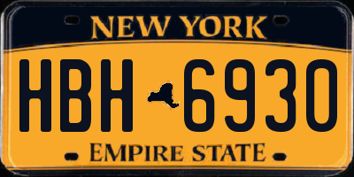 NY license plate HBH6930