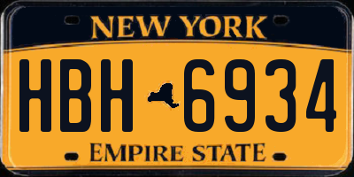 NY license plate HBH6934