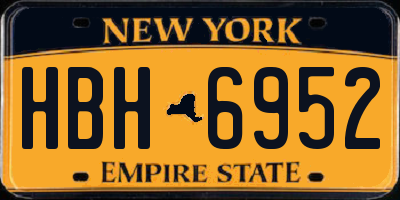 NY license plate HBH6952