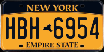 NY license plate HBH6954