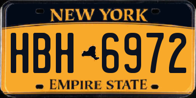 NY license plate HBH6972