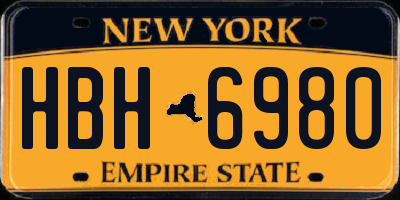 NY license plate HBH6980