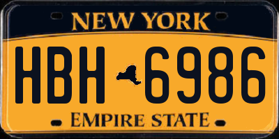 NY license plate HBH6986