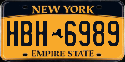 NY license plate HBH6989