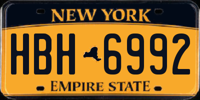 NY license plate HBH6992