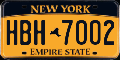 NY license plate HBH7002