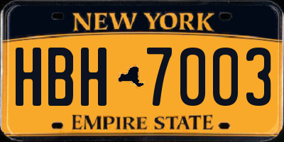 NY license plate HBH7003
