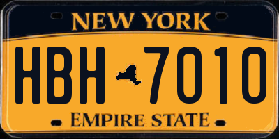 NY license plate HBH7010