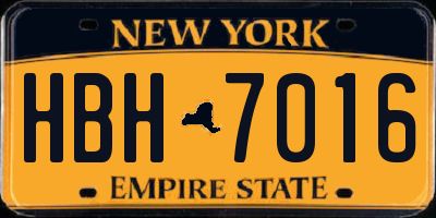 NY license plate HBH7016