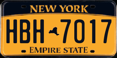 NY license plate HBH7017