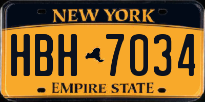 NY license plate HBH7034
