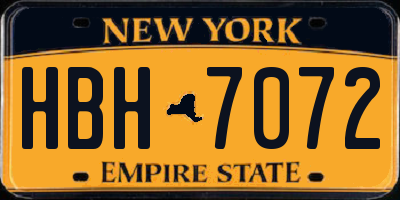 NY license plate HBH7072