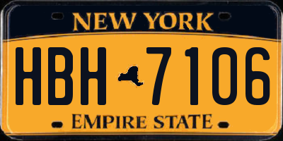 NY license plate HBH7106