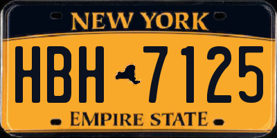 NY license plate HBH7125