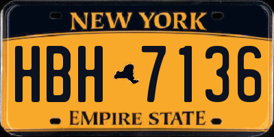 NY license plate HBH7136