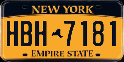 NY license plate HBH7181