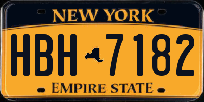 NY license plate HBH7182