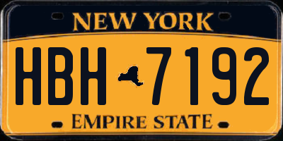NY license plate HBH7192