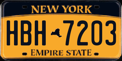 NY license plate HBH7203
