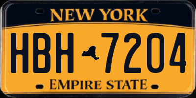 NY license plate HBH7204