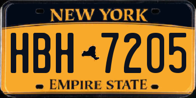 NY license plate HBH7205