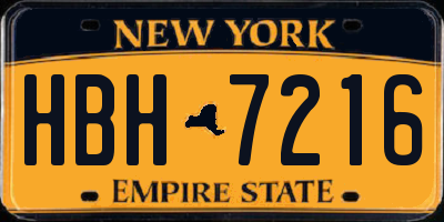 NY license plate HBH7216
