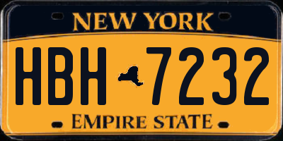 NY license plate HBH7232