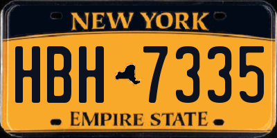 NY license plate HBH7335