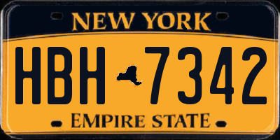 NY license plate HBH7342