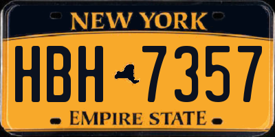 NY license plate HBH7357