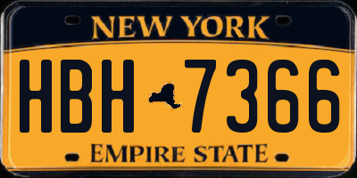 NY license plate HBH7366