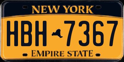 NY license plate HBH7367