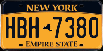 NY license plate HBH7380