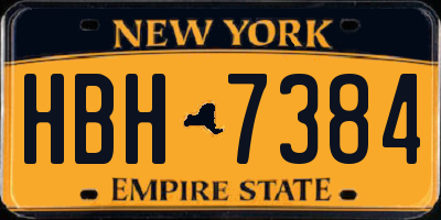 NY license plate HBH7384
