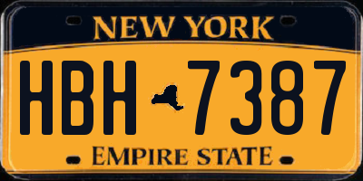 NY license plate HBH7387