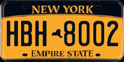 NY license plate HBH8002