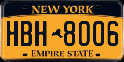 NY license plate HBH8006