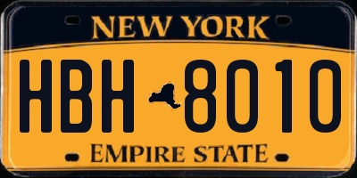 NY license plate HBH8010