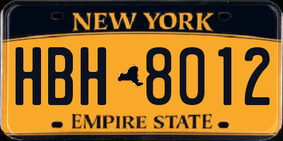NY license plate HBH8012