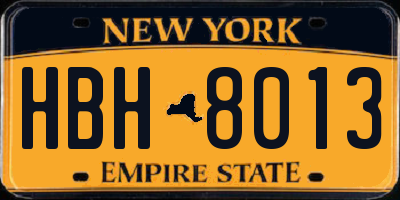 NY license plate HBH8013