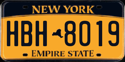NY license plate HBH8019