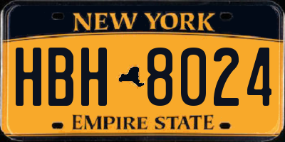 NY license plate HBH8024