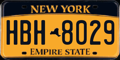 NY license plate HBH8029
