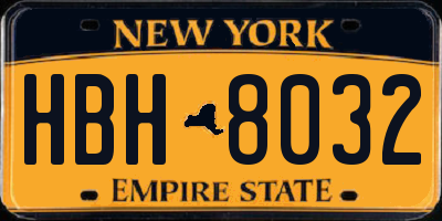 NY license plate HBH8032