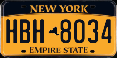 NY license plate HBH8034