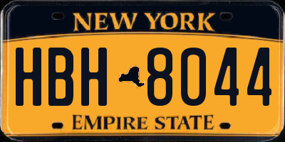 NY license plate HBH8044