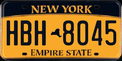 NY license plate HBH8045
