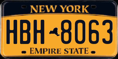 NY license plate HBH8063