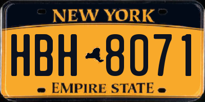 NY license plate HBH8071