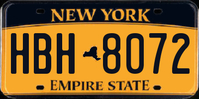 NY license plate HBH8072
